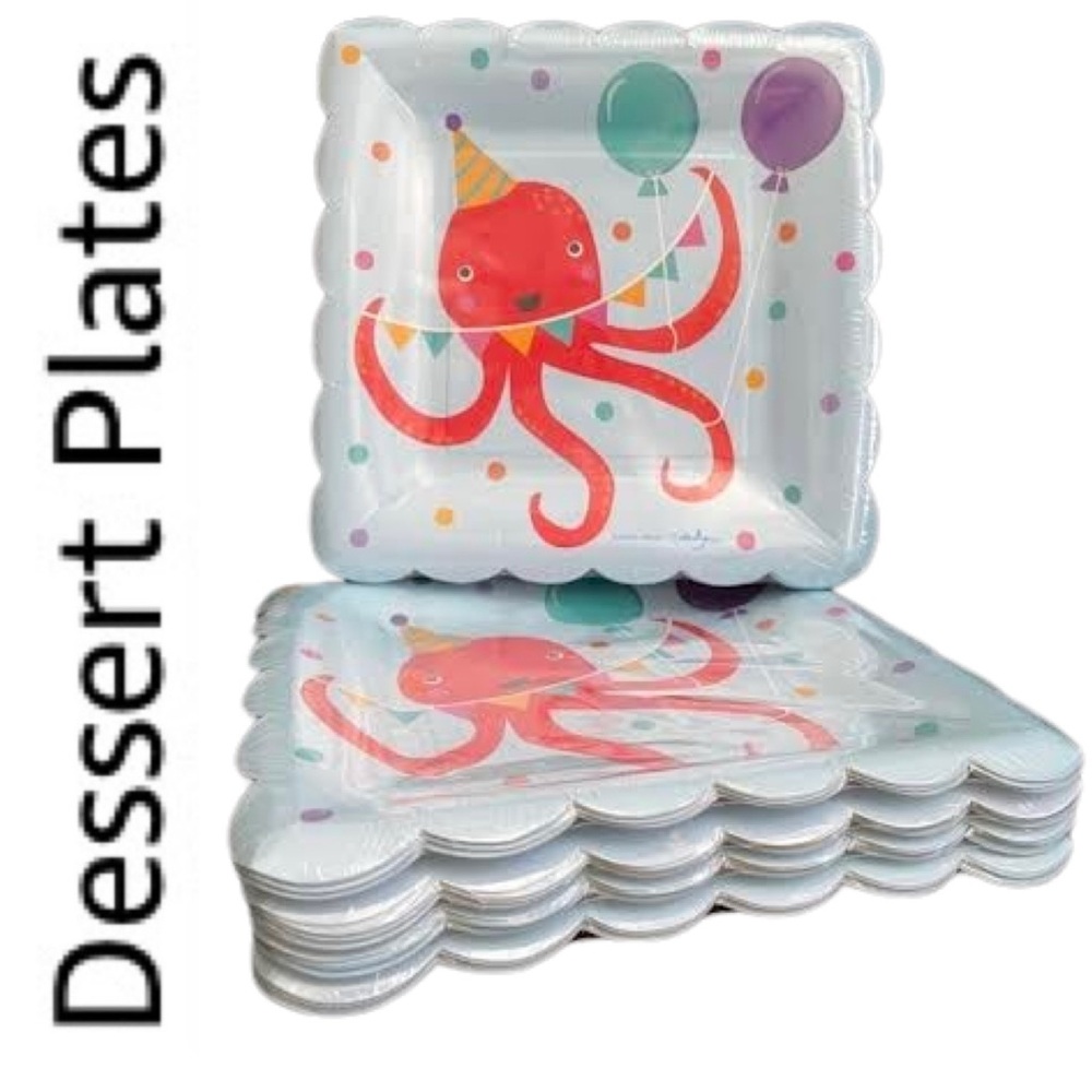 🥳 5 Pkgs Octopus Birthday Dessert Plates